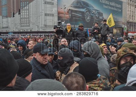 Ukraine, Kiev, January 18, 2014: Demonstration Antimaidan Against Euromaidan On Bessarabka In Kiev