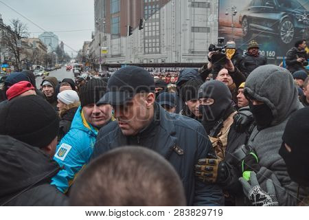 Ukraine, Kiev, January 18, 2014: Demonstration Antimaidan Against Euromaidan On Bessarabka In Kiev