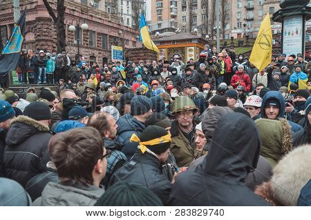 Ukraine, Kiev, January 18, 2014: Demonstration Antimaidan Against Euromaidan On Bessarabka In Kiev