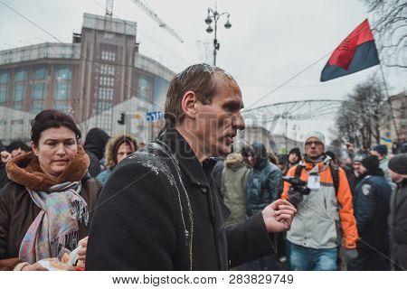 Ukraine, Kiev, January 18, 2014: Demonstration Antimaidan Against Euromaidan On Bessarabka In Kiev