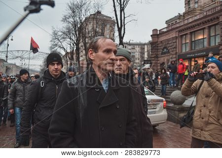 Ukraine, Kiev, January 18, 2014: Demonstration Antimaidan Against Euromaidan On Bessarabka In Kiev