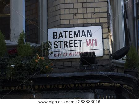 London, United Kingdom, February 7th 2019, Sign For Bateman Street