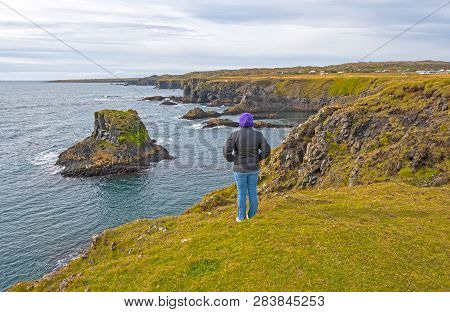 Enjoying A Dramatic Coastal View Near Arnarstapi; Iceland