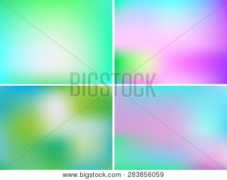Set Colorful Blur Templates For Business Cards. Mesh Gradient Used. You Can Edit The Colors. Vector,