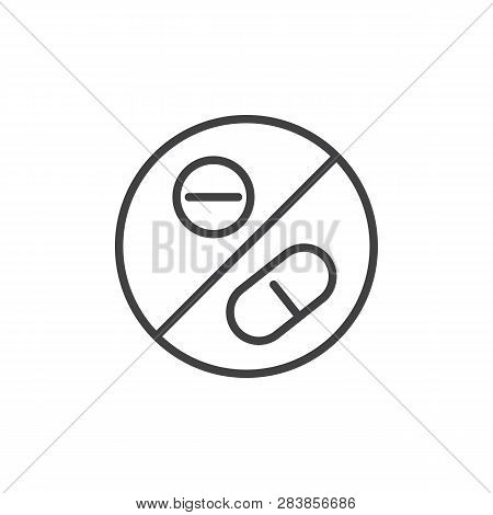 No Doping, Prohibition Sign Line Icon. Linear Style Sign For Mobile Concept And Web Design. Stop Dop