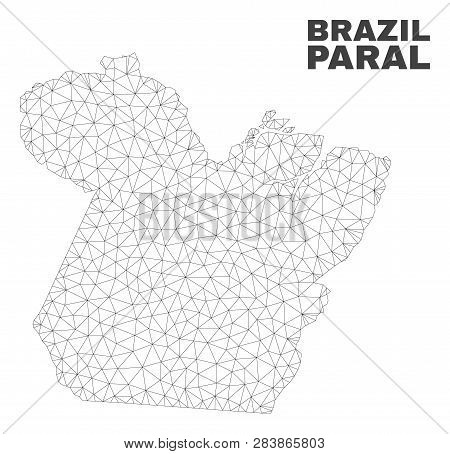 Abstract Paral State Map Isolated On A White Background. Triangular Mesh Model In Black Color Of Par