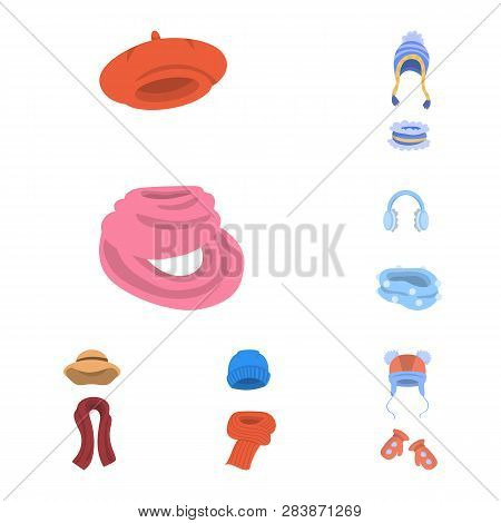 Isolated Object Of Headwear  And Fashion  Logo. Set Of Headwear  And Cold Stock Symbol For Web.