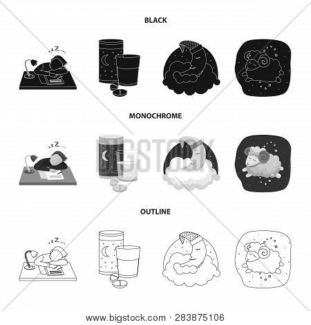 Vector Design Of Dreams And Night Sign. Set Of Dreams And Bedroom Vector Icon For Stock.
