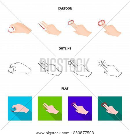 Vector Illustration Of Touchscreen And Hand Icon. Set Of Touchscreen And Touch Vector Icon For Stock
