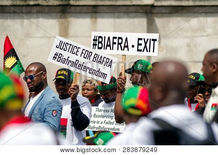 London, England - May 30: Demonstration Of Separatist Organisation Indigenous People Of Biafra At Tr