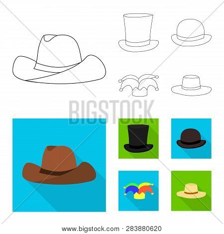 Vector Design Of Clothing And Cap Logo. Set Of Clothing And Beret Vector Icon For Stock.