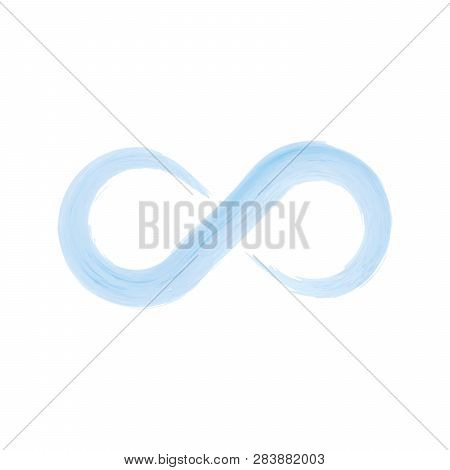 Blue Infinity Symbol Icon. Hand Drawn Watercolor Vectori Illustration