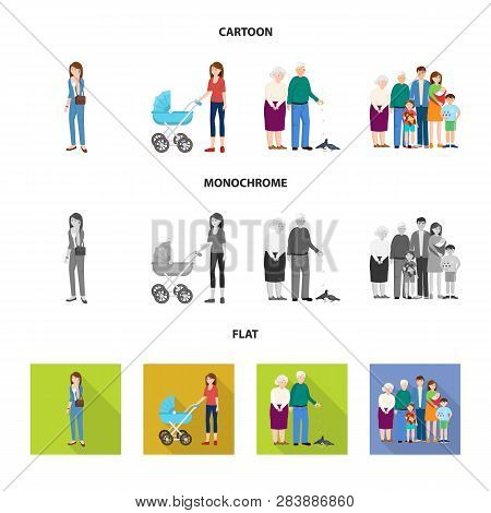 Vector Design Of Character And Avatar  Sign. Set Of Character And Portrait Stock Vector Illustration