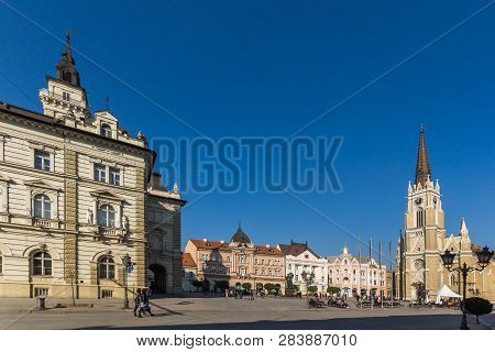 Novi Sad, Vojvodina, Serbia - November 11, 2018: Catholic Cathedral The Name Of Mary Church In The C