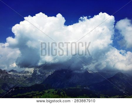 The Beautiful Clouds Over The Alps And The River Rhine Valley (rheintal) - Canton Of St. Gallen, Swi