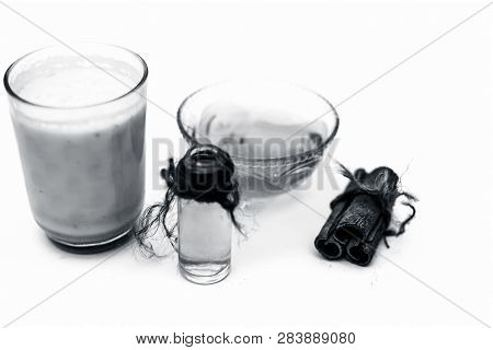 Close Up Of Popular Indian & Asian Winter Drink Isolated On White I.e Honey Milk Or Shahad Ka Dudh I