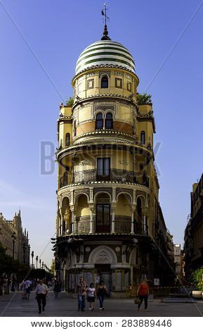 Seville, Spain - August 22, 2012: The Adriatic Building (el Edificio De La Adriatica), Built Between
