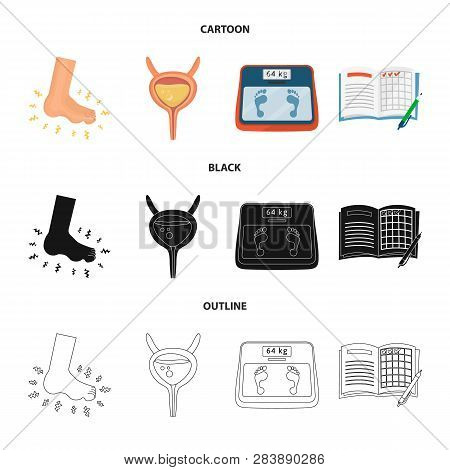 Vector Illustration Of Diet And Treatment  Icon. Collection Of Diet And Medicine Stock Symbol For We