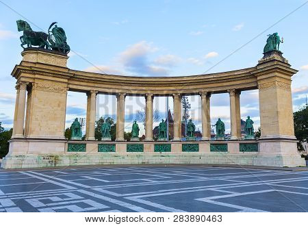 Monument To The National Heroes On The Square Of Hungary In Budapest