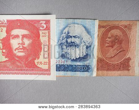 Vintage Withdrawn Banknotes Of Cccp, Ddr, Cuba