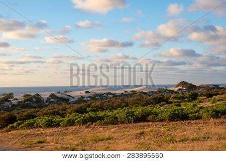Colourful Dunes And Coast Landscape During Sunset In Geraldton Western Australia