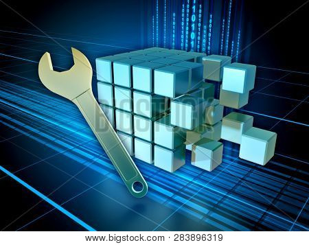 Fixing registry or database. 3D illustration.