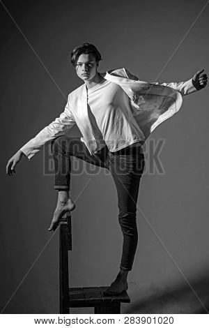 Fashion Man With Mystery Look. Beauty And Fashion. Man With Trendy Look. Hair Style And Skincare. Mo