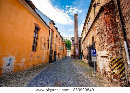 Krumlov, Czech Republic - 21 September 2018: Beautiful view of Cesky Krumlov cityscape architecture