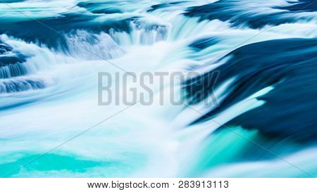 detail shot of the rhine falls in switzerland, long term exposure