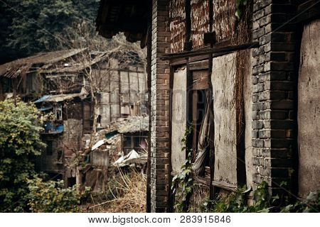 Old building closeup in Xiahao Old street in Chongqing, China.