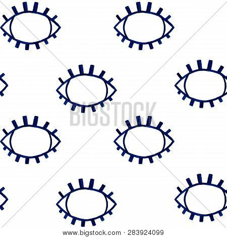Seamless Illustration. Abstract Pattern. Open Blue Eyes.