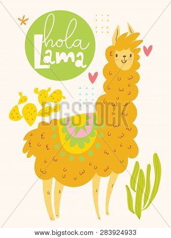 Vector Poster Or Card With Cute Cartoon