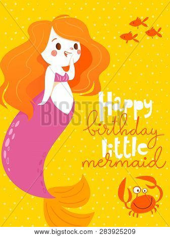 Vector Cartoon Summer Poster With Cute Little