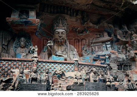 Dazu Rock Carvings as the World Heritage Site located in suburb Chongqing, China