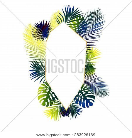 Frame Of Tropical Leaves. Watercolor Illustration In The Technique Of Collage.