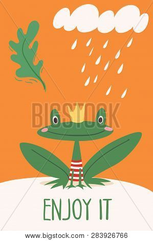 Vector Card With Forest Animals Cartoon Frog