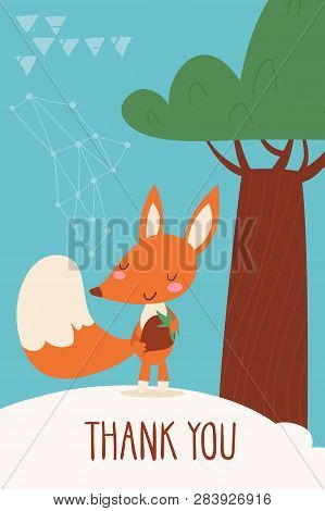 Vector Card With Cartoon Forest Animals Squarrel