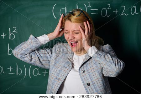 Study And Education. Modern School. Knowledge Day. Woman In Classroom. Back To School. Teachers Day.
