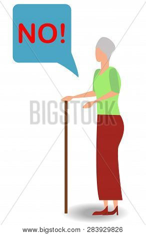 Illustation Of No Furious Screaming Woman. Rebel Anngry Woman Roar. Speech Balloon With Scream Excle