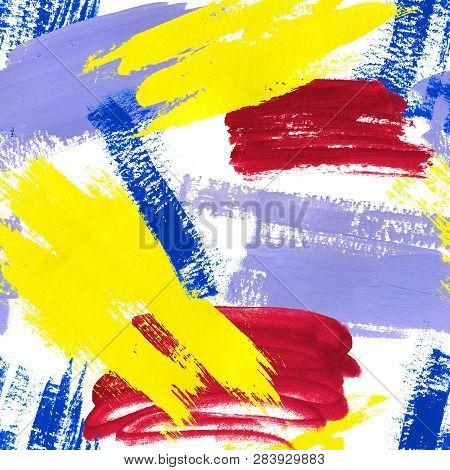Abstract Watercolor Illustration. The Effect Of A Dry Brush. Seamless Illustration On A White Backgr