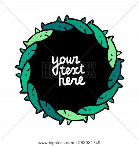 Colorful Sharks Hand Drawn Mandala With Black Font