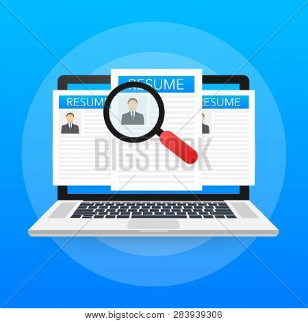 Recruitment Concept. Hire Workers, Choice Employers Search Team For Job. Resume Icon. Vector Stock I