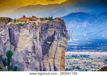 Monastery Of The Holy Trinity On Cliff. Greek Destinations. The Meteora Monasteries, Greece Kalambak