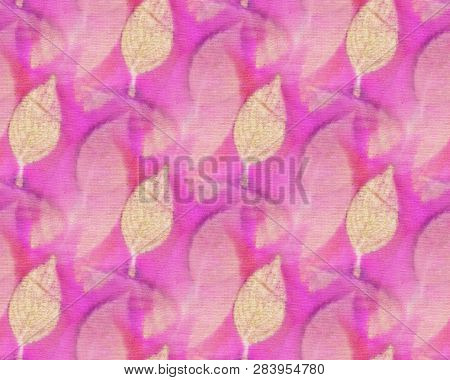 Seamless Botanical Print With Leaf Prints On Natural Silk. Hand-drawn Illustration.3