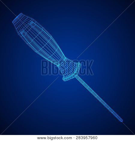 Crosshead Screwdriver. Handyman Tool For Home Repair. Maintenance Themed Abstract Model Wireframe Lo