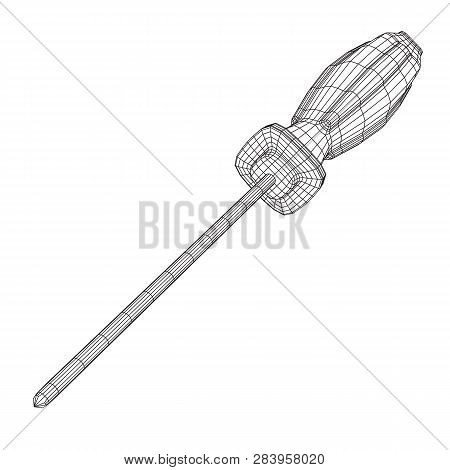 Crosshead Screwdriver. Handyman Tool For Home Repair. Maintenance Themed Abstract Model Wireframe Lo