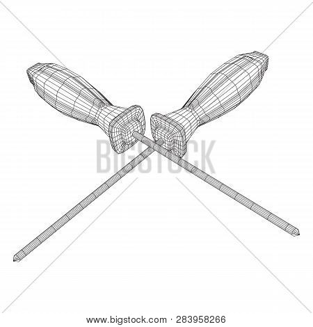 Crosshead Screwdriver. Handyman Tool For Home Repair. Maintenance Themed Abstract Model Wireframe Lo