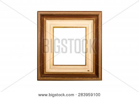 Wooden Frame. Rustic Wood Frame Isolated On The White Background