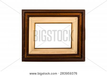 Wooden Frame. Rustic Wood Frame Isolated On The White Background