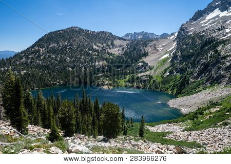 Alpine Lake Along The Iron Creek And Sawtooth Lake Trail In Idaho